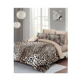 Leopar Lastikli Çarşaflı %100 Pamuk Saten Çift Kişilik Nevresim Takımı Classical Leopard