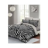 Leopar Lastikli Çarşaflı %100 Pamuk Saten Çift Kişilik Nevresim Takımı Classical Zebra