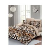 Leopar Lastikli Çarşaflı %100 Pamuk Saten Çift Kişilik Nevresim Takımı Drawing Leopard
