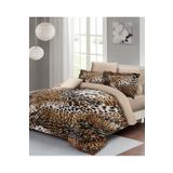 Leopar Lastikli Çarşaflı %100 Pamuk Saten Çift Kişilik Nevresim Takımı Wild Leopard