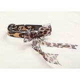 LEOPAR TÜLLÜ FİYONKLU LEOPAR DERİLİ METAL TOKALI KEDİ TASMASI