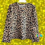 Leopar Uzun Kol Kız Çocuk T-Shirtt - 1 - 2 Yaş - Leopar - Bej