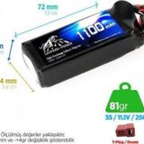 Leopard Power 1100mAh 11.1V 3S 25C Lityum Polimer Lipo Batarya Pil T Plug