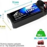 Leopard Power 1100mAh 7.4V 2S 25C Lityum Polimer Lipo Batarya Pil T Plug