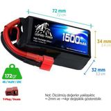 Leopard Power 1500 mAh 14.8V 4S 25C Lityum Polimer Lipo Batarya Pil T Plug - Siyah