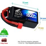 Leopard Power 1500 mAh 7.4V 2S 30C Lityum Polimer Lipo Batarya Pil T Plug Orijinal Ürün