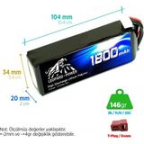 Leopard Power 1800 mAh 11.1V 3S 25C Lityum Polimer Lipo Batarya Pil T Plug - Siyah