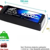 Leopard Power 4200 mAh 14.8V 4S 40C Lityum Polimer Lipo Batarya Pil T Plug