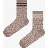 Leopard Shiny Stripe Bej 2li Soket Çorap - Ten - Standart