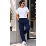 Leopars Lacivert Erkek Baggy Eşofman Altı Oversize Bol Paça Rahat Kalıp Günlük Spor Pantolon
