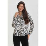 Leoplar Desenli Saten Gömlek Siyah - Gri - XL