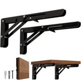 LEOPO 8" Katlanır Raf Braketleri, Ağır Hizmet Tipi Duvara Monte Raf Braketi, 2'li Paket, Siyah