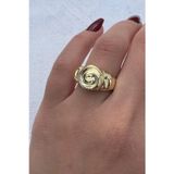 Leo'Stone Vintage Seri Gül Motifli Spiral Form Ayarlanabilir Kadın Çelik Yüzük