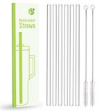 LEPCY Stanley & Simple Modern 30 ve 40 oz Bardak için 12" Yeniden Kullanılabilir Pipetler. 6 Plastik Yedek Pipet + 2 Hasır Temizleyici Fırça. Şeffaf ve BPA İçermez, Koruyucu Fırça Kolu Parmağınızı
