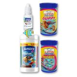 Lepistes-Melek-Plati-Moli Balık Yemi 125ml, Lotus Guppy Granül 100ml, Yavru 100ml, Vitamin