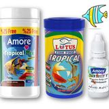 Lepistes-Melek-Plati-Moli Balık Yemi 125ml, Lotus Tropikal Granül 100ml, Multivitamin