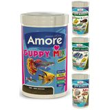 Lepistes-Melek-Tetra Guppy Mix Granules 1000Ml, Algae Garlic,Protect Mix,Algea Veggie 100Ml Yem Seti