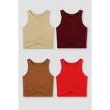 LePold 4 Adet Kiz Çocuk Çapraz Modelli Kaşkorse Crop Bluz
