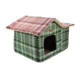 Lepus Kedi Ve Köpek Cabin Kulübe Yatak Ekose Yeşil 35X60x40 Cm