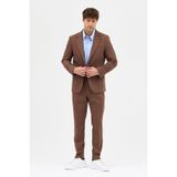 Lerma Erkek Vizon Torba Cepli Yarım Astar Ceket+Pileli Pantolon 2'li Slim Fit Takım Elbise Vizon 56