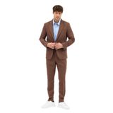 Lerma Erkek Vizon Torba Cepli Yarım Astar Ceket+Pileli Pantolon 2'li Slim Fit Takım Elbise Vizon 58