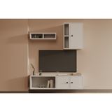 Leron 3 Kapaklı Yüksek Kapasiteli Tv Sehpası Açık Bölmeli Modern Salon Organizeri Mst Tvt 1052
