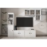 Leron Eva Açık Duvar Raflı Kitaplıklı 5 Kapaklı Modern Beyaz Tv Ünitesi Hvv Tvt 1005