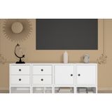 Leron Tv Ünitesi Modüler Çekmeceli Kapaklı Raflı Ayaksız 135X49X30 Cm Beyaz Nrg Tvt 1008