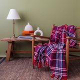 Leruum London Çok Renkli Ekose Desenli Kareli Eco Throw Battaniye Koltuk Şalı Yatak Örtüsü - 150 x 200 cm - Kırmızı