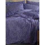 Leruum London Puantiyeli Çift Kişilik Nevresim Seti %100 Pamuk Beyaz Noktalı Percale Nevresim Takımı 2 Biyeli Yastık Kılıfı - Mor - 200 x 220 cm