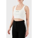 Les Benjamins Pamuklu Slim Fit Kare Yaka Logolu Top Bayan Top Lbnoosessfutn - Beyaz