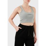 Les Benjamins Pamuklu Slim Fit Kare Yaka Logolu Top Bayan Top Lbnoosessfutn - Gri Melanj