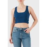 Les Benjamins Pamuklu Slim Fit Kare Yaka Logolu Top Bayan Top Lbnoosessfutn - Lacivert
