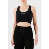 Les Benjamins Pamuklu Slim Fit Kare Yaka Logolu Top Bayan Top Lbnoosessfutn - Siyah - XS