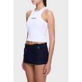 Les Benjamins Slim Fit Halter Yaka Logolu Top Bayan Top LB25SSUNLFUTN - Beyaz
