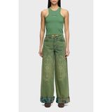 Les Benjamins Slim Fit Halter Yaka Logolu Top Bayan Top LB25SSUNLFUTN - Yeşil