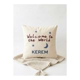 Les Passent Welcome To The World İsimli Punch Bebek Kırlent Kılıfı Yeni Doğan Takı Yastığı
