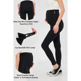 Lesa Wear Beli Ayarlanabilir Yüksek Bel Toparlayıcı Sıkılaştırıcı Ve Esnek, Dar Paça Hamile Tayt Siyah