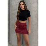 Lesa Wear Bordo Yüksel Bel Simli Mini Kalem Etek Örme Kumaş ile Rahat Kullanım Sunar