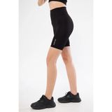 Lesa Wear Kadın Fitilli Yüksek Bel Likralı Toparlayıcı Kısa Şort Tayt Siyah İnce Kumaş