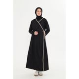 Lesa Wear Kruvaze Yaka İçten Dıştan Bağlamalı Namaz Elbisesi Siyah Esnek Kumaş, Tesettür Elbise, Namaz Elbise