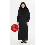 Lesa Wear Tek Parça Namaz Elbisesi Boydan Giymeli Siyah, Tesettür Elbise - XL