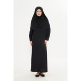 Lesa Wear Tek Parça Namaz Elbisesi Boydan Giymeli Siyah, Tesettür Elbise