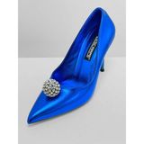 Lescarpe 5053 Ithal Taş Topu Aksesuar Detaylı Stiletto Kadın Topuklu Ayakkabı - 003 - Lacivert