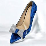 Lescarpe 5095 Fiyonk Taş Detaylı Stiletto Topuklu Abiye Ayakkabı - 003 - Lacivert