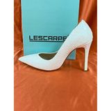 Lescarpe LES011 Krem Yılan Derisi Desenli Stiletto Kadın Topuklu Ayakkabı