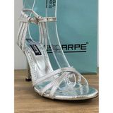 Lescarpe LES02 Renk Gümüş Önü Arkası Açık Bilekden Bağlamalı Kadın Topuklu Stiletto
