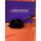 Lescarpe LES020 Siyah Tüylü Kadın Topuklu Terlik