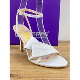 Lescarpe LES04 Renk Gümüş Gri Önü Arkası Açık Bantlı Kadın Topuklu Stiletto
