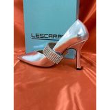 Lescarpe LES045 Gümüş Kadın Taşlı Kemer Tokalı Abiye Topuklu Ayakkabı Stiletto
